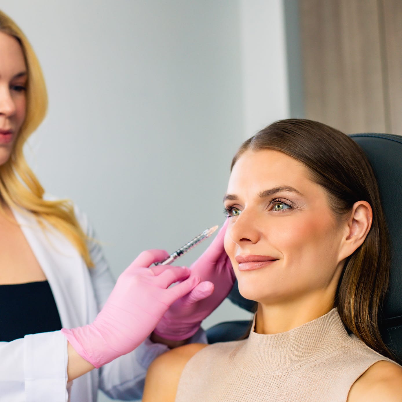 Woman during injectable treatment