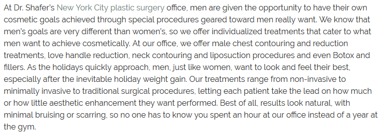 New York Male Plastic Surgery on the Rise