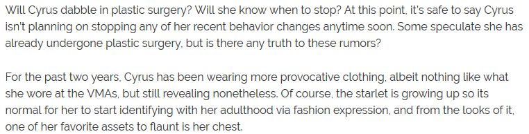 Miley Cyrus Plastic Surgery?