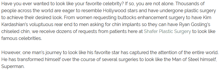 Superman Plastic Surgery