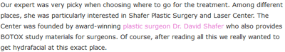Hydrafacial at Shafer Plastic Surgery and Laser Center